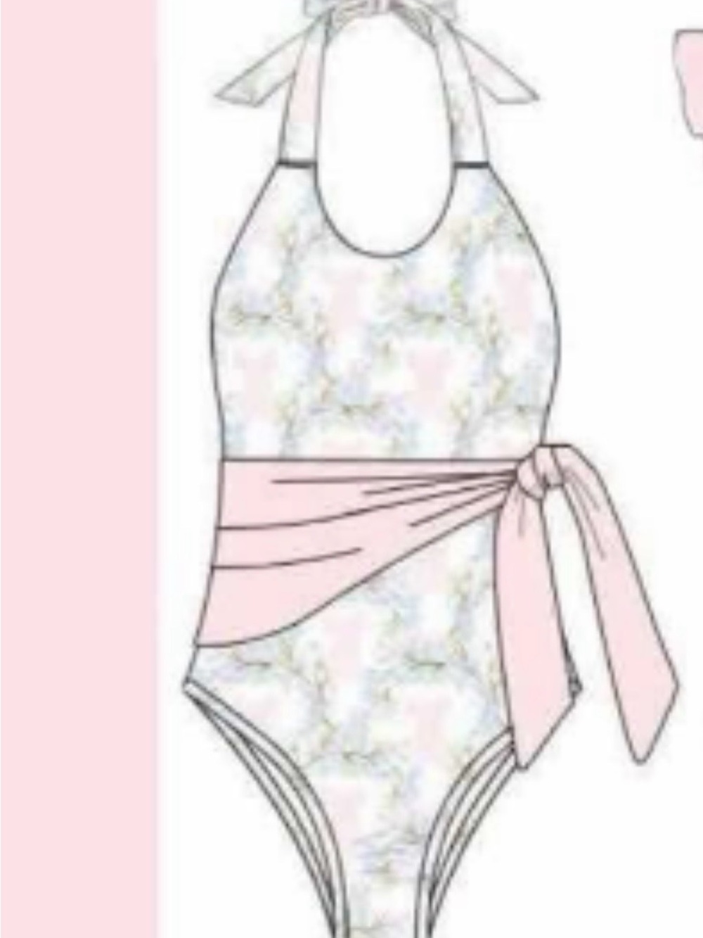 Women’s Floral Halter One-Piece Swimsuit with Pink Side Sash